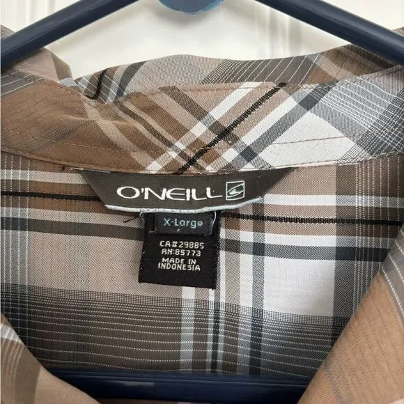 O'Neill Tan and Brown Checkered Shirt - Picture 2 of 5